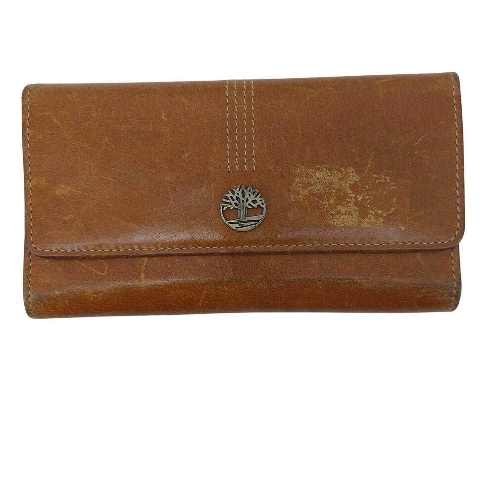 Timberland Genuine Leather Trifold Wallet Brown Brown Cards